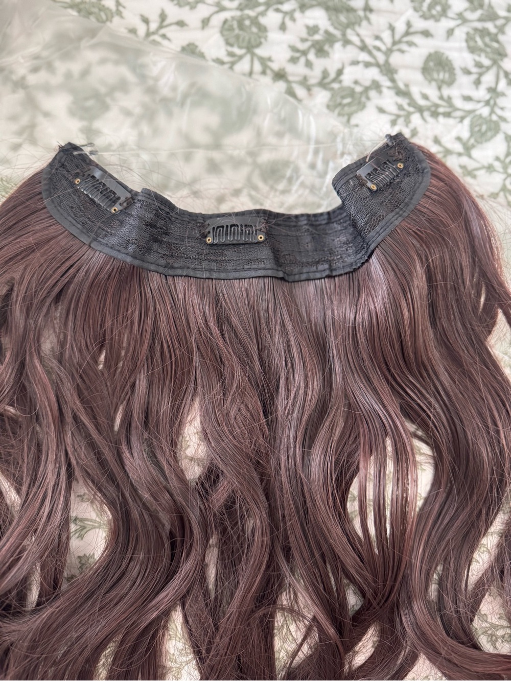 Clip-In Wavy Hair Extension - Mauve Brown